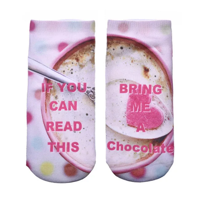 1 Pairs IF YOU CAN READ THIS Socks Women Funny White Low Cut Ankle Socks Hot Sale 2017 Bring Me A Glass Of Wine