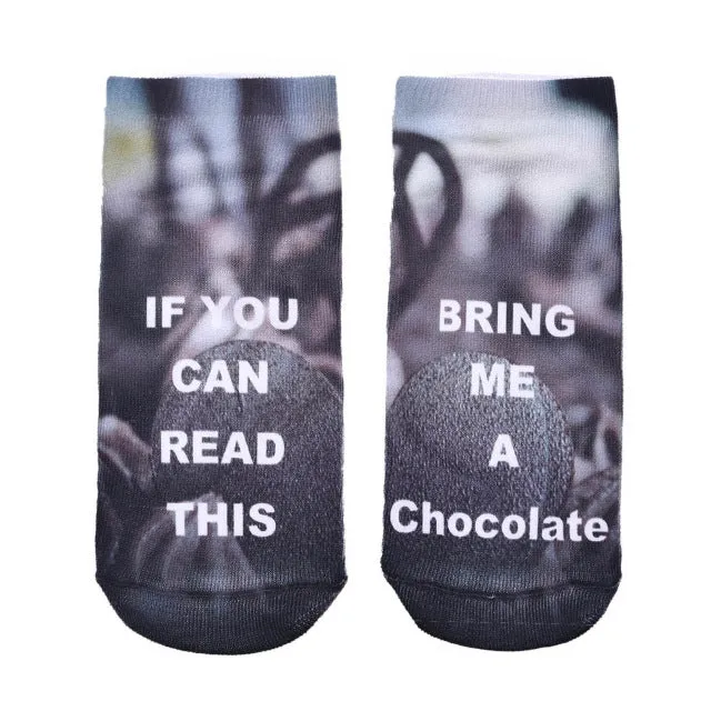 1 Pairs IF YOU CAN READ THIS Socks Women Funny White Low Cut Ankle Socks Hot Sale 2017 Bring Me A Glass Of Wine