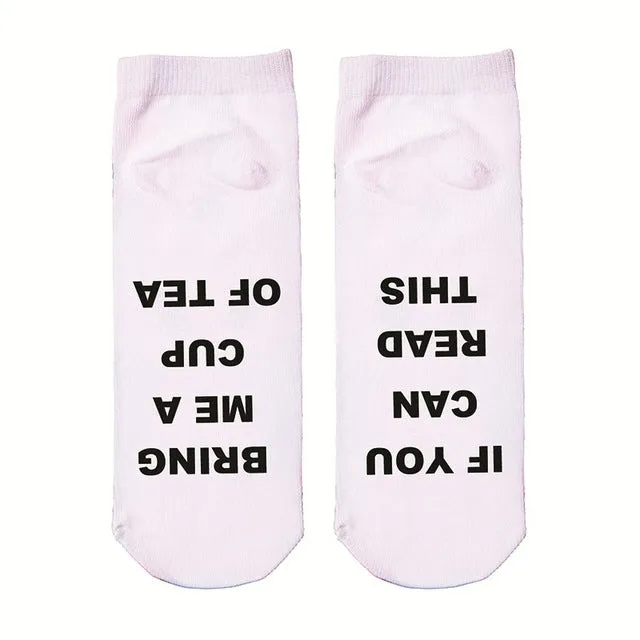 1 Pairs IF YOU CAN READ THIS Socks Women Funny White Low Cut Ankle Socks Hot Sale 2017 Bring Me A Glass Of Wine