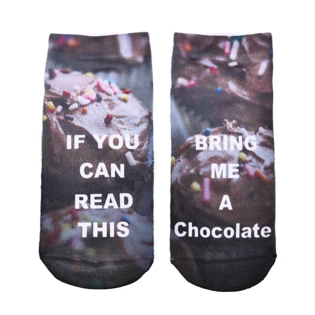 1 Pairs IF YOU CAN READ THIS Socks Women Funny White Low Cut Ankle Socks Hot Sale 2017 Bring Me A Glass Of Wine