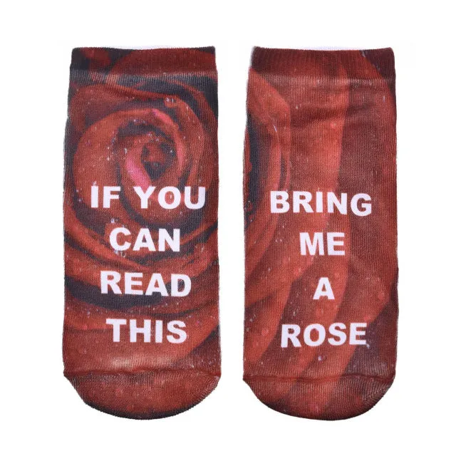 1 Pairs IF YOU CAN READ THIS Socks Women Funny White Low Cut Ankle Socks Hot Sale 2017 Bring Me A Glass Of Wine