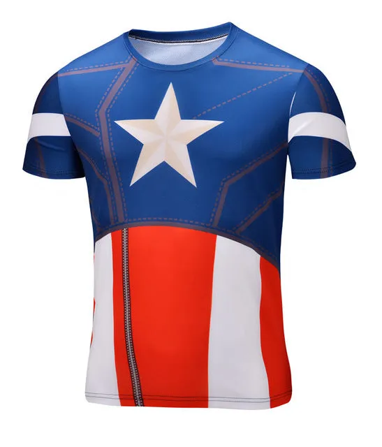 2016 Marvel Captain America Super Hero compression Civil War Tee 3D Printed T-shirts Men fitness Clothing T shirt large size 6XL