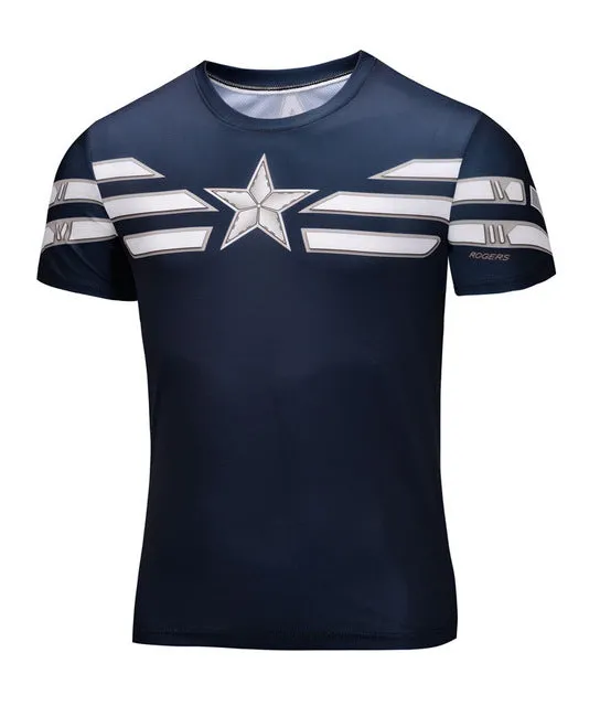 2016 Marvel Captain America Super Hero compression Civil War Tee 3D Printed T-shirts Men fitness Clothing T shirt large size 6XL