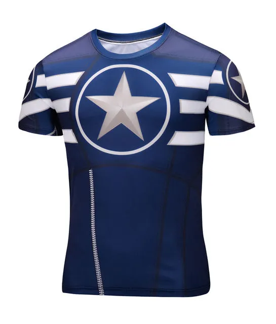 2016 Marvel Captain America Super Hero compression Civil War Tee 3D Printed T-shirts Men fitness Clothing T shirt large size 6XL