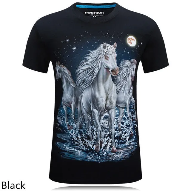 2016 summer Men's brand clothing O-Neck short sleeve animal T-shirt gas monkey/lion 3D Digital Printed T shirt Homme large size