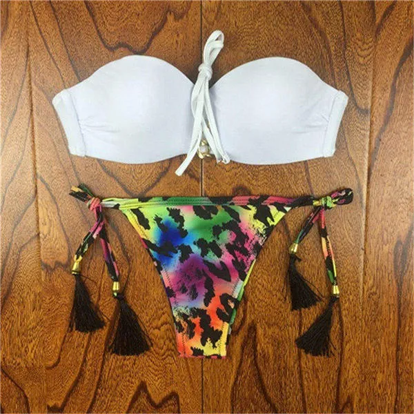 2017 Brazilian Bikini Women Crochet Lace Swimsuit Sexy Bathing Suit Swimwear Bandeau Bikinis Set Biquine Maillot De Bain