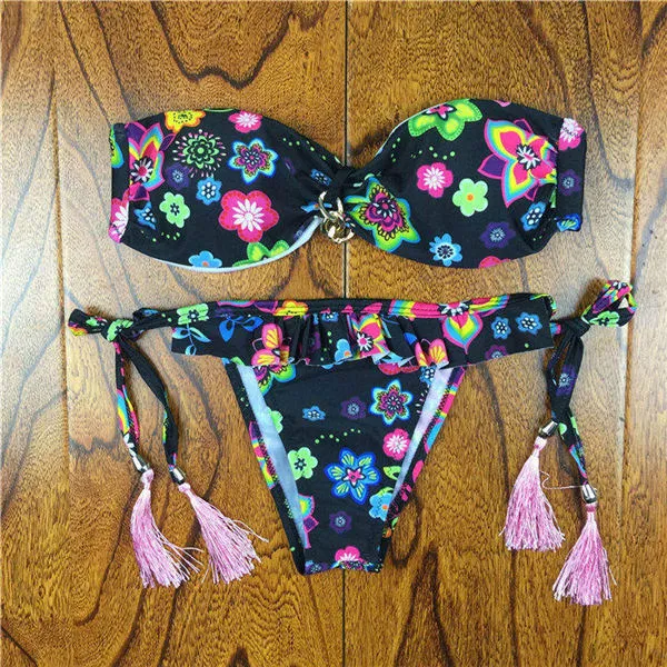 2017 Brazilian Bikini Women Crochet Lace Swimsuit Sexy Bathing Suit Swimwear Bandeau Bikinis Set Biquine Maillot De Bain