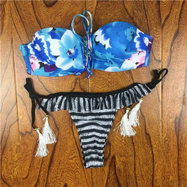 2017 Brazilian Bikini Women Crochet Lace Swimsuit Sexy Bathing Suit Swimwear Bandeau Bikinis Set Biquine Maillot De Bain