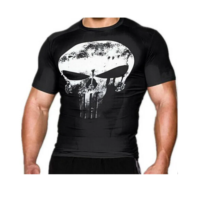 2017 Compression T-Shirt 3D Punisher Skull MMA Workout Crossfit T Shirt Fitness Tights Casual Shirts Brand Clothing Tee Shirt