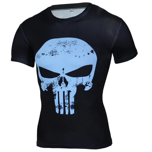 2017 Compression T-Shirt 3D Punisher Skull MMA Workout Crossfit T Shirt Fitness Tights Casual Shirts Brand Clothing Tee Shirt