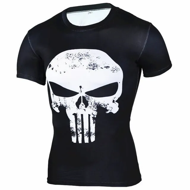 2017 Compression T-Shirt 3D Punisher Skull MMA Workout Crossfit T Shirt Fitness Tights Casual Shirts Brand Clothing Tee Shirt