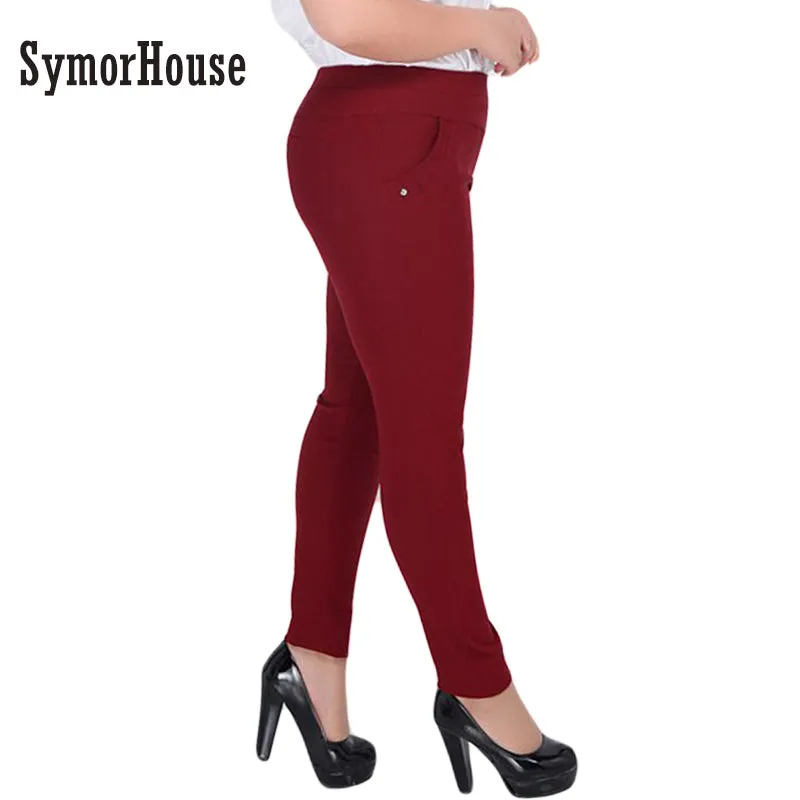 2017 Fashion Big yards 2XL-6XL Women Pants  Full-length High waist elastic long Pants Fat MM Pencil Pants Clothes For Female