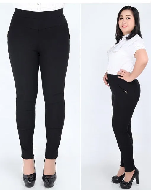 2017 Fashion Big yards 2XL-6XL Women Pants  Full-length High waist elastic long Pants Fat MM Pencil Pants Clothes For Female