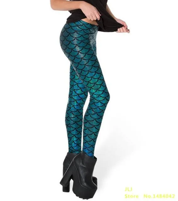 2017 New Top Sale Black Milk Digital Print Women Mermaid Fish Scale Leggings Free Shipping Plus Size S M L XL XXL10 Colors