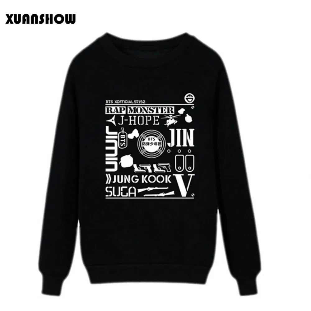 2017 New Women Sweatshirts Hip Hop Kpop Bangtan Boys Fans Clothing Women Pullovers Hoodies