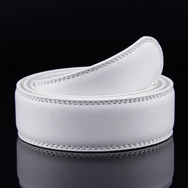 5 Color No Buckle Designer Mens Belts Body 3.5cm Wide Cowskin Genuine Leather High Quality Men Automatic Belt Body Kemer White