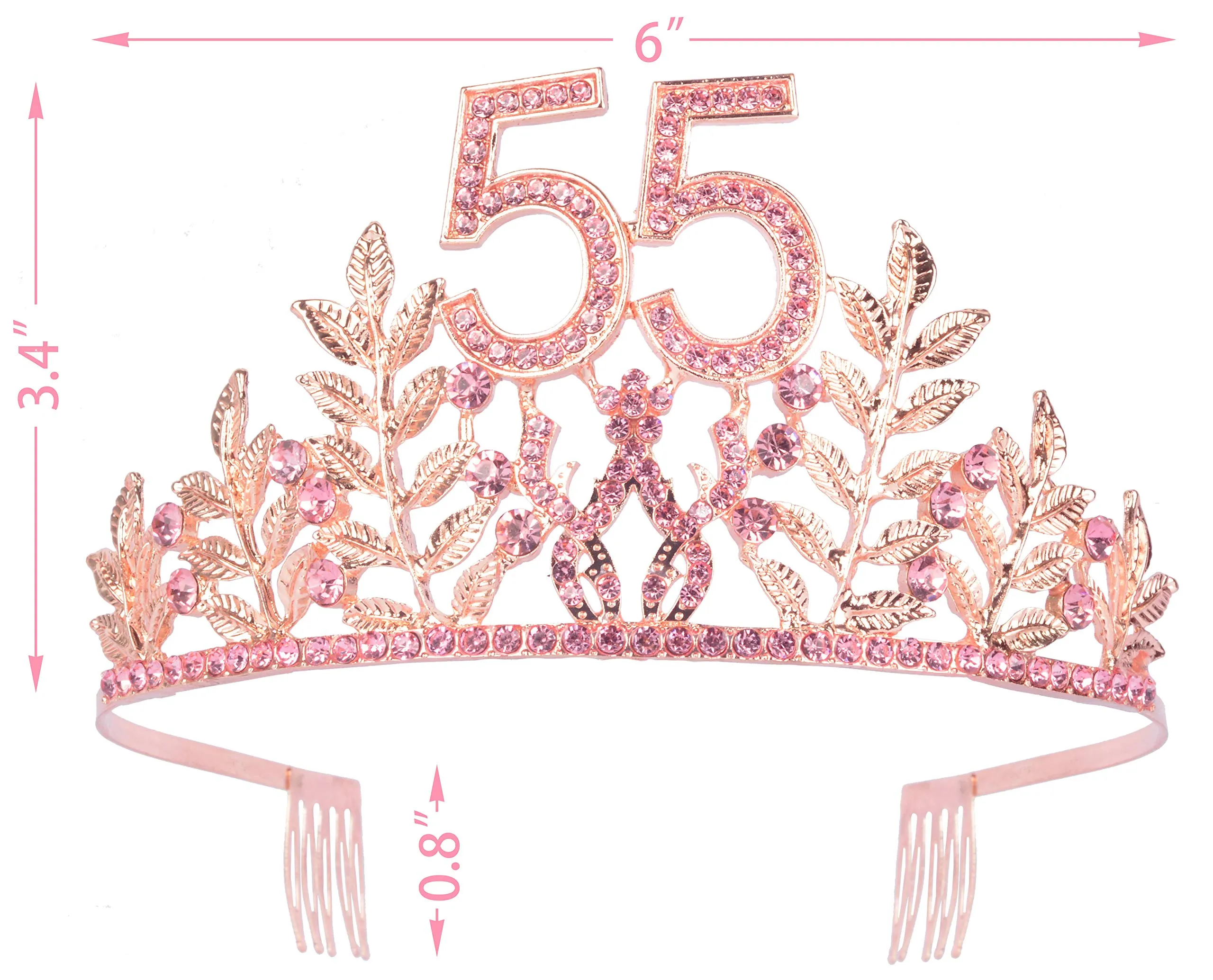 55th Birthday Gifts for Women, 55th Birthday Tiara and Sash, 55 Fabulous Sash and Crystal