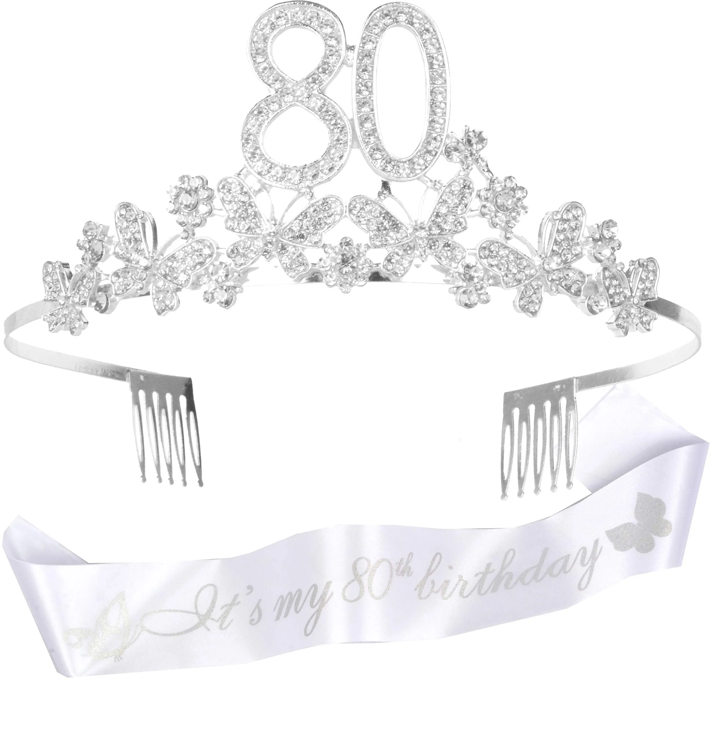 80th Birthday Gifts for Women, 80th Birthday Tiara and Sash, Its My 80th Birthday Sash