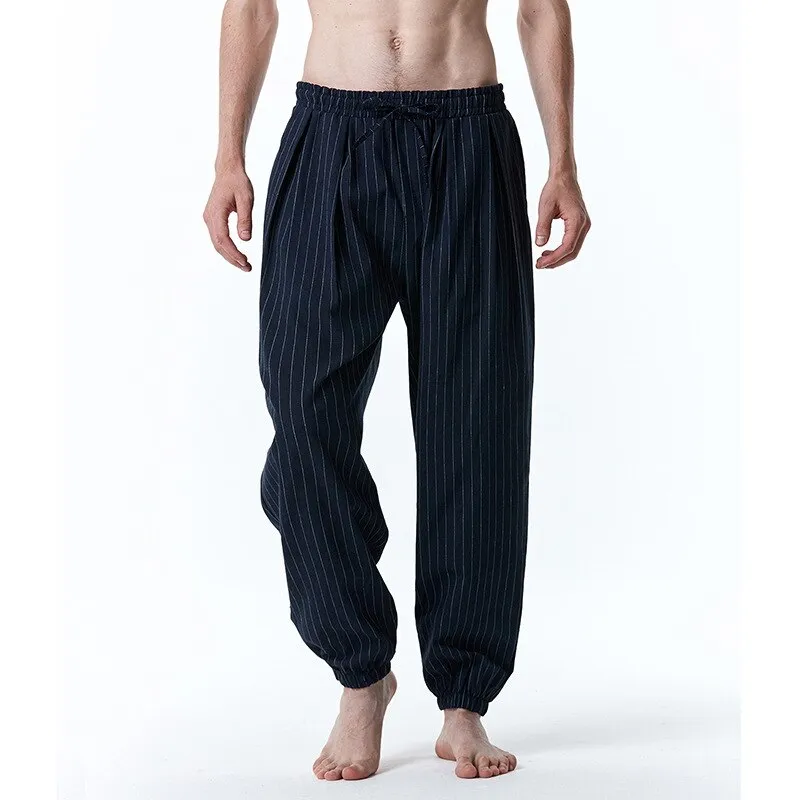 Advbridge Mens Hippie Harem Pants Stylish Striped Baggy Boho Yoga Casual Joggers Pants Trousers Men Hip Hop Streetwear Loose Sweatpants