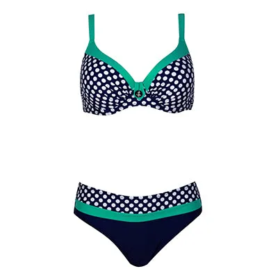 [Andzhelika ] 2017 New Swimsuit Bikini Sexy Polka Dot Large Cup Bar small Bottom Bathing Suit Push Up Swimwear LD516