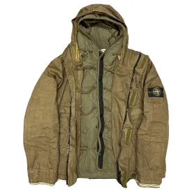 ARCHIVE A/W 2005 Stone Island Khaki Jacket With Green Liner ( L )