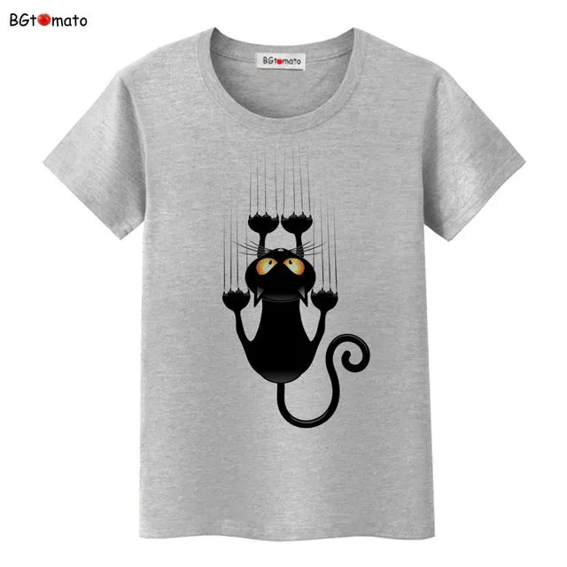 BGtomato Hot sale summer naughty black cat 3D T-shirt women lovely cartoon shirts Good quality original brand tees casual tops