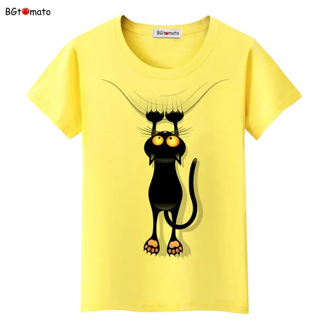 BGtomato Hot sale summer naughty black cat 3D T-shirt women lovely cartoon shirts Good quality original brand tees casual tops