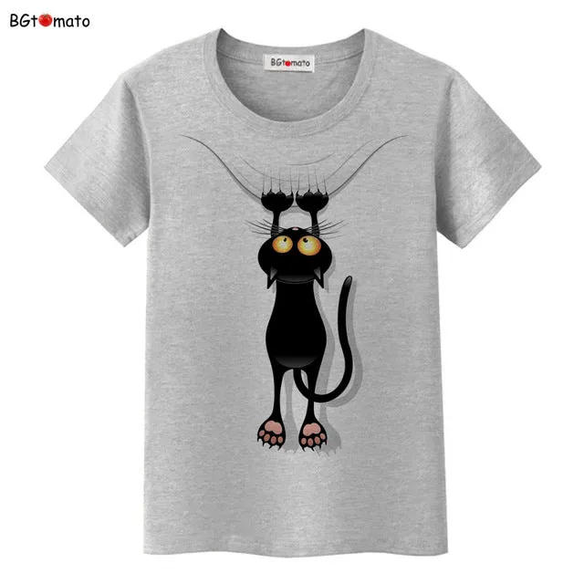 BGtomato Hot sale summer naughty black cat 3D T-shirt women lovely cartoon shirts Good quality original brand tees casual tops