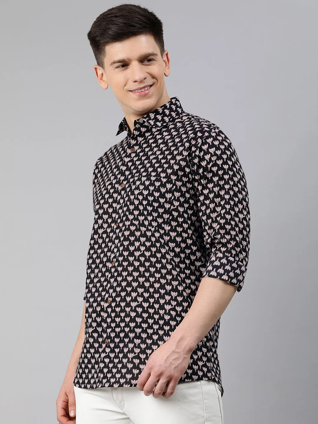 Black Cotton Full Sleeves Shirts For Men-Mmf0207