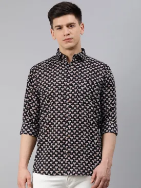 Black Cotton Full Sleeves Shirts For Men-Mmf0207