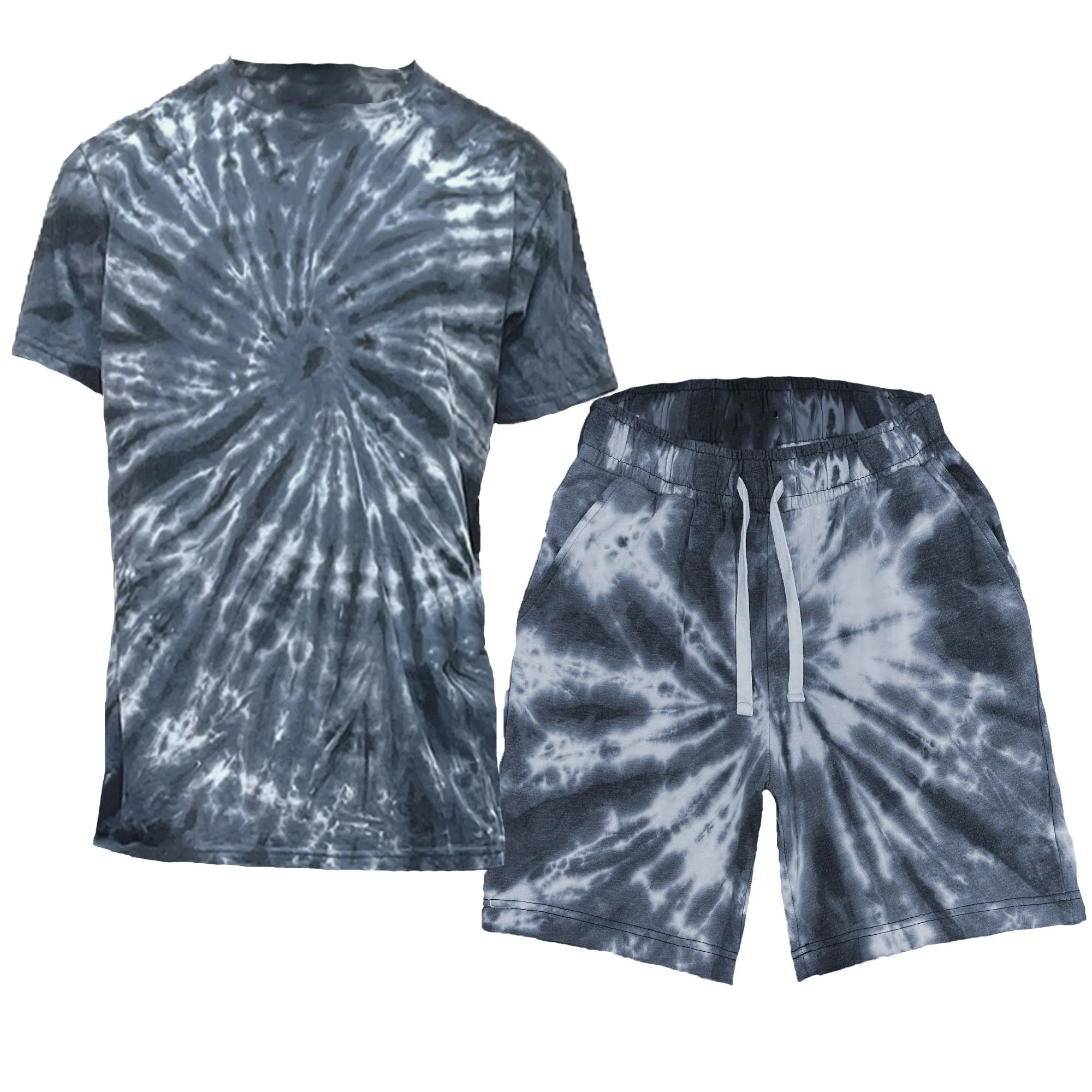 Black Swirl Tie Dye T-Shirt & Short Set