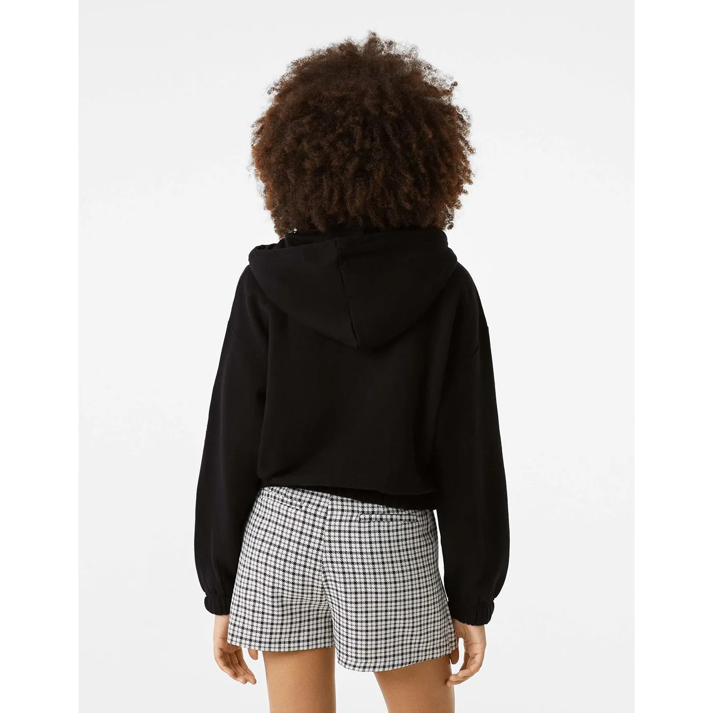 Bsk Black Cropped Zip Up Hoodie