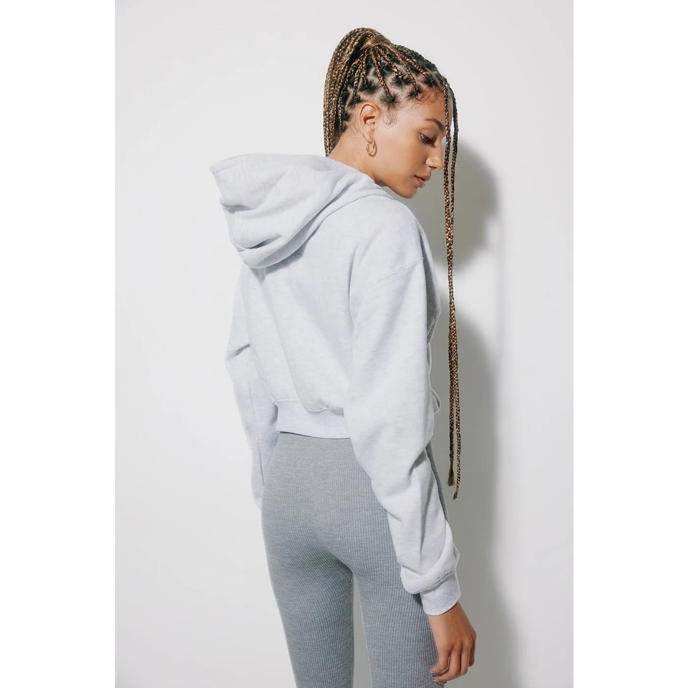 BSK Cropped Hoodie in Grey