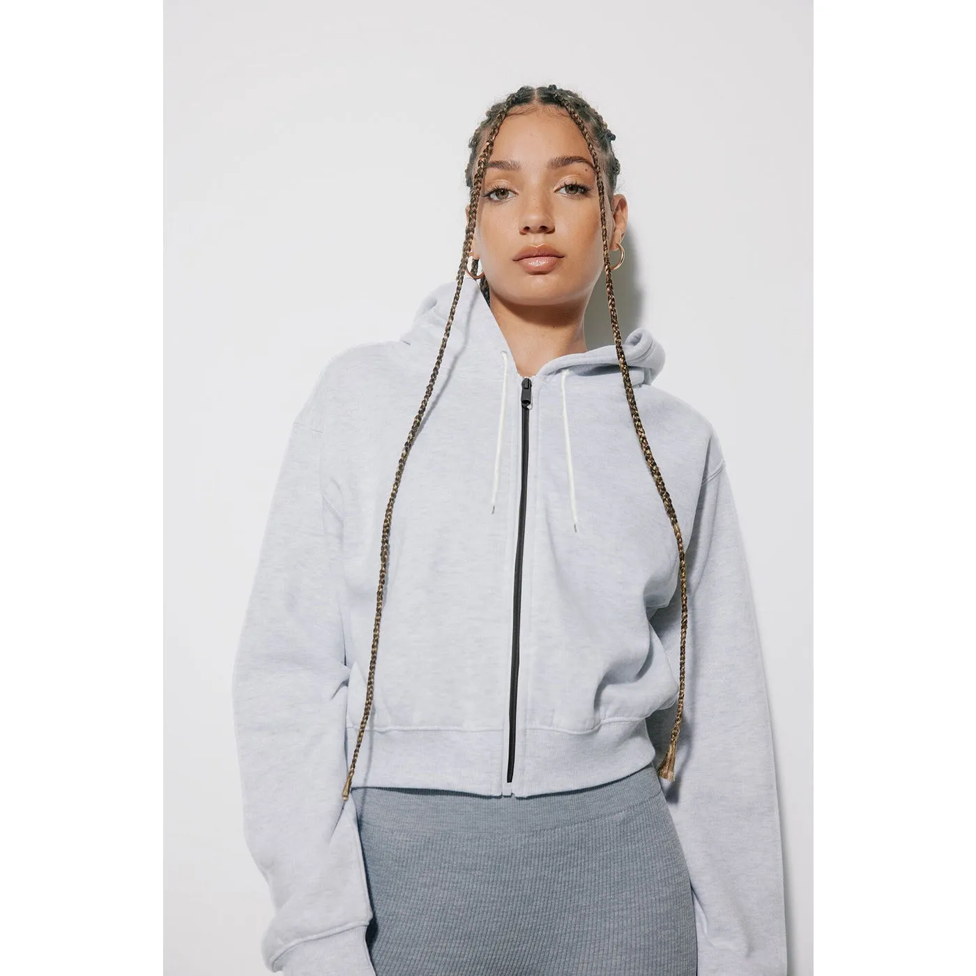 BSK Cropped Hoodie in Grey