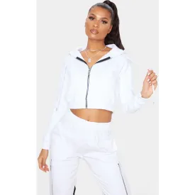 BSK Cropped Hoodie in White