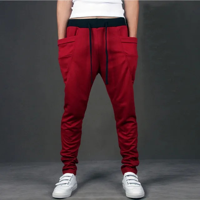 Casual Men Pants Hot Sale Unique Big Pocket Hip Hop Harem Pants Fitness Clothing Quality Outwear Casual Men Joggers TOP HERE