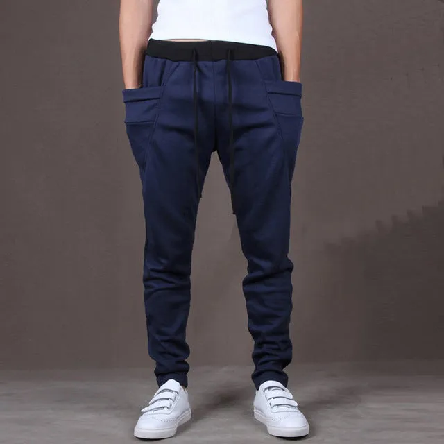 Casual Men Pants Hot Sale Unique Big Pocket Hip Hop Harem Pants Fitness Clothing Quality Outwear Casual Men Joggers TOP HERE