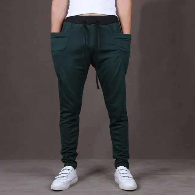 Casual Men Pants Hot Sale Unique Big Pocket Hip Hop Harem Pants Fitness Clothing Quality Outwear Casual Men Joggers TOP HERE