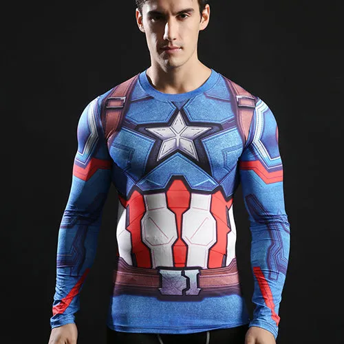 Compression T shirts Long Sleeve Fitness Top Superman Printed Tshirts Superhero Tees Crossfit Bodybuilding Tees 2017 ZOOTOP BEAR