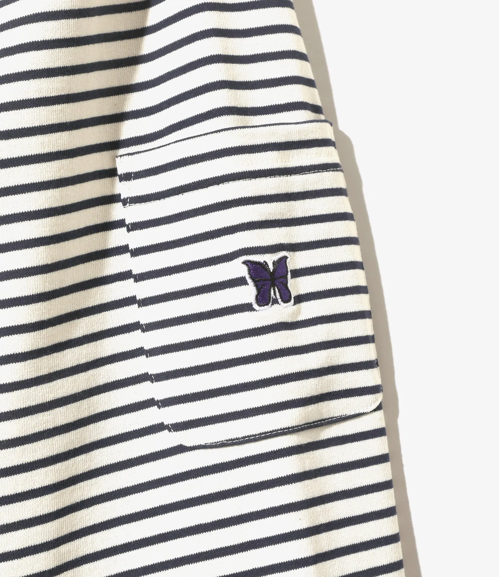 Crew Neck Long Sleeve T-Shirt – White/Navy Stripe