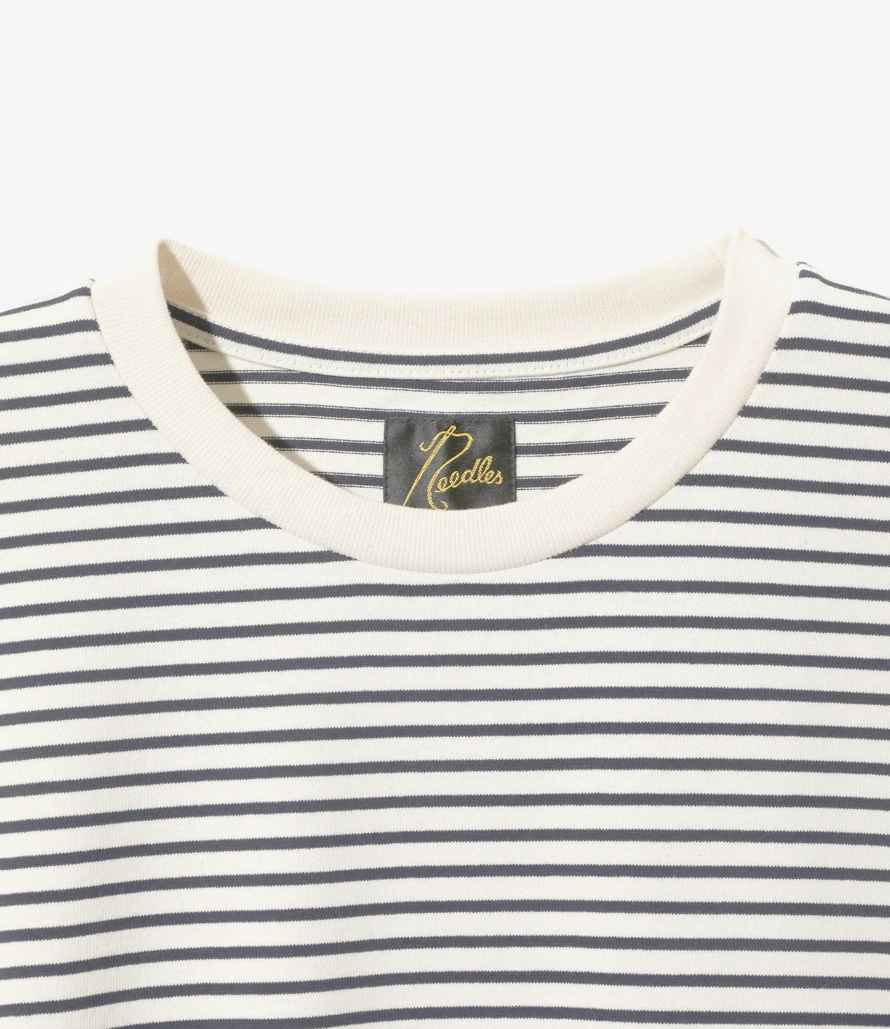 Crew Neck Long Sleeve T-Shirt – White/Navy Stripe