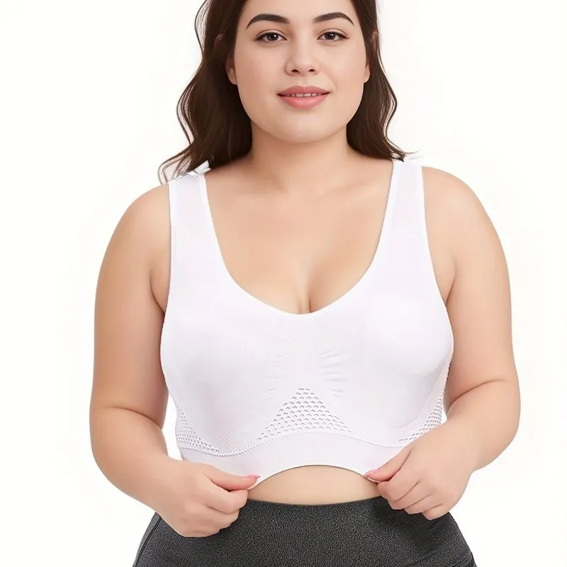 Curve Seamless Padded Sports Bras for Women, Plus Size High Stretch Breathable Support