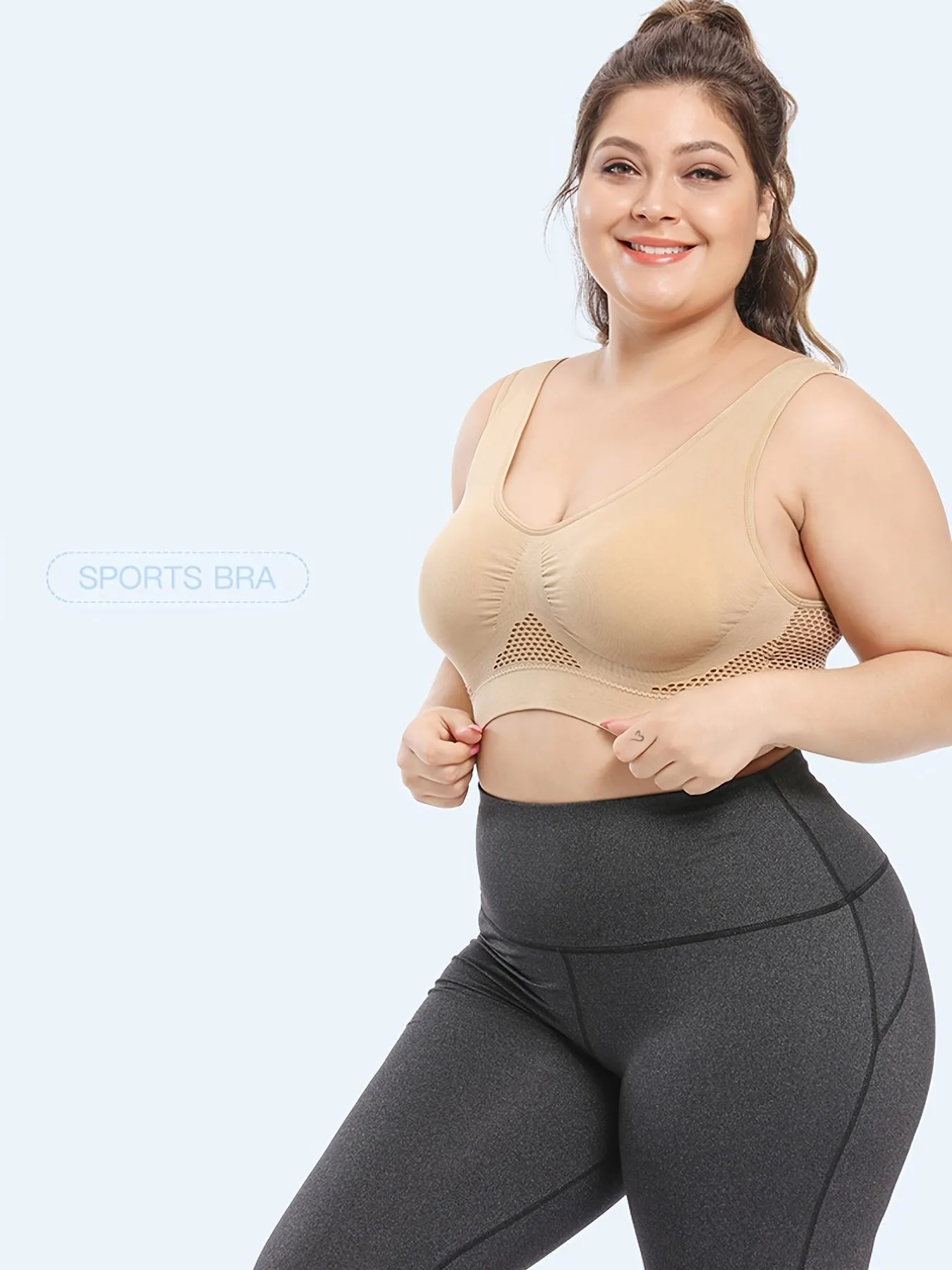 Curve Seamless Padded Sports Bras for Women, Plus Size High Stretch Breathable Support