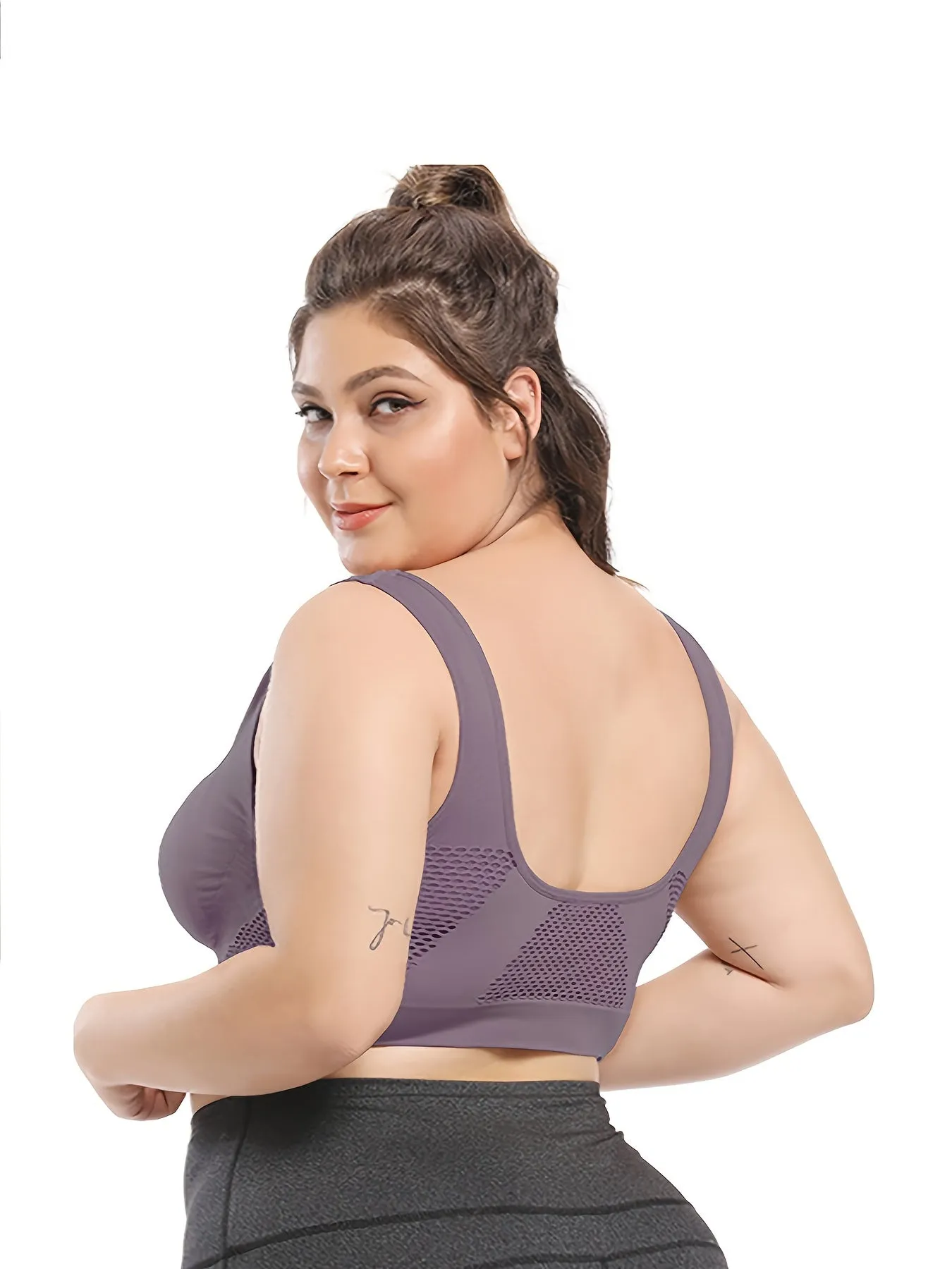 Curve Seamless Padded Sports Bras for Women, Plus Size High Stretch Breathable Support