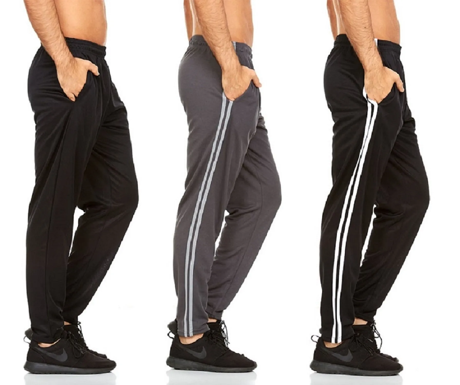 DARESAY Active Pants for Men- Quick-Dry Joggers with Two Side Pockets, Athletic, Casual, Active Clothes for Men, 3-Pack.