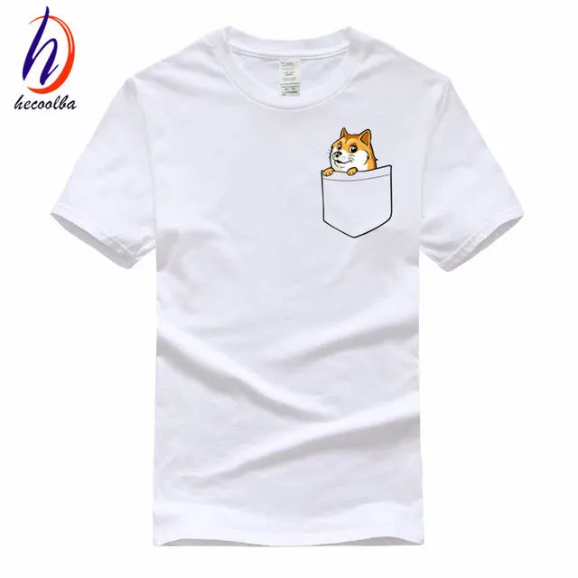 Doge Tee shirt homme de marque print T-shirt 2017 fashion pocket funny joke t shirt men and women funny cotton tee,GT139