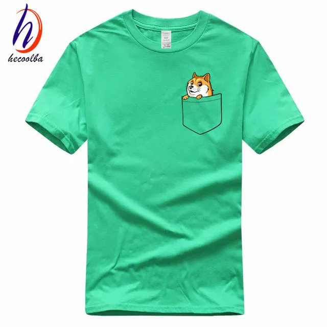 Doge Tee shirt homme de marque print T-shirt 2017 fashion pocket funny joke t shirt men and women funny cotton tee,GT139