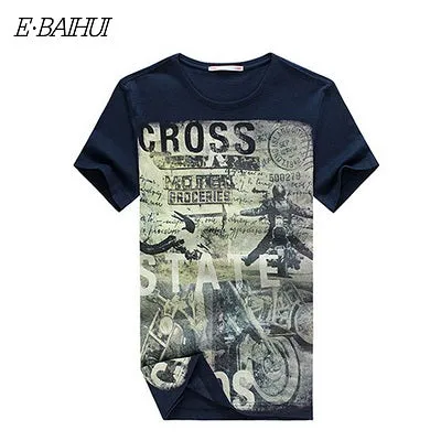 E-BAIHUI brand Summer style Men Cotton Clothing T-shirtS casual T-Shirt Fitness tops Tees Skateboard Moleton men's t-shirts Y032