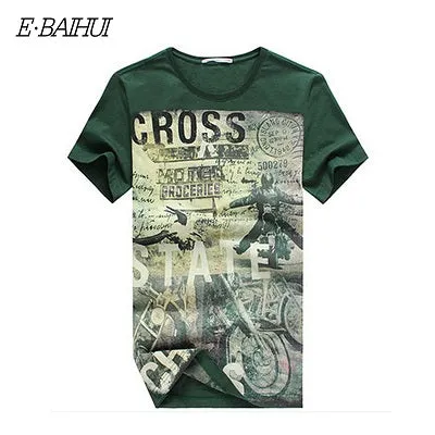 E-BAIHUI brand Summer style Men Cotton Clothing T-shirtS casual T-Shirt Fitness tops Tees Skateboard Moleton men's t-shirts Y032