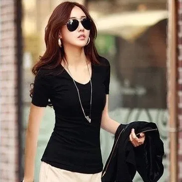 Fashion S-XXL Summer Casual T Shirt Women Tops Fashion Slim White Black Rose Red Female Short-Sleeve t- shirt 2015 New 3.14-1